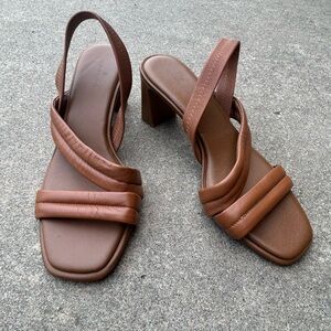 Caslon Brown Leather Slingback Block Heels Size 8, Summer Heels
